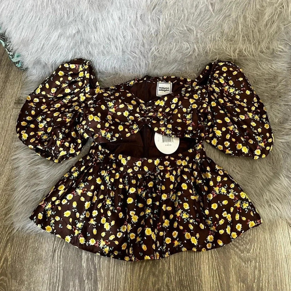 NWT AUTUMN ADEIGBO Bridgette Puff Sleeve Cut-Out Top size 4 - Picture 6 of 14